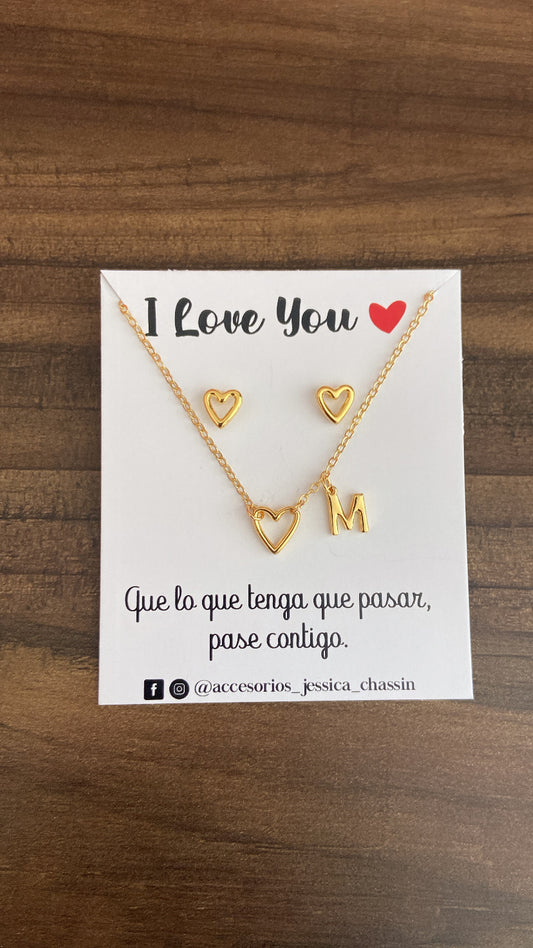 Regalo Perfecto! ⭐️ collar corazón con inicial y aretes